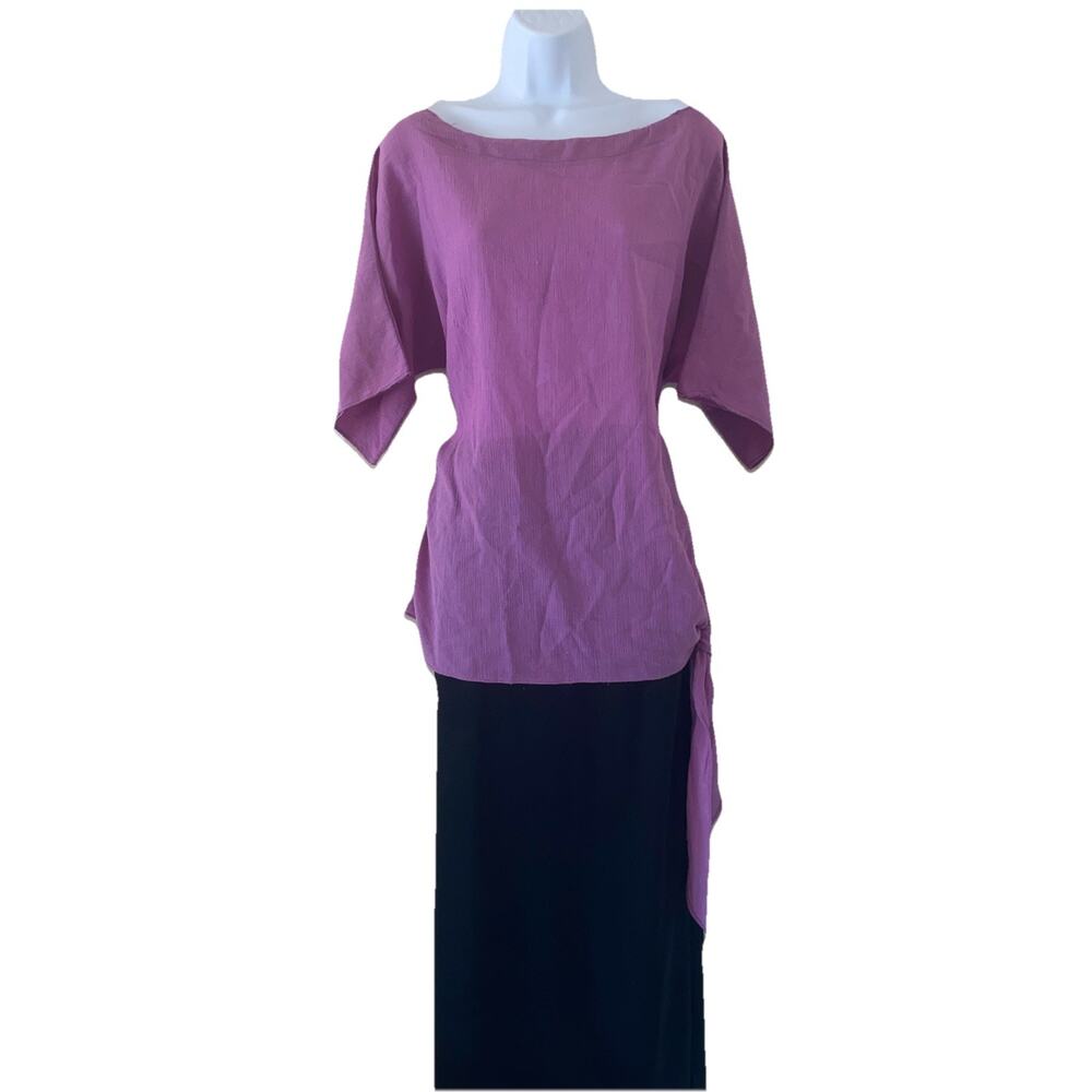 Sharpely Women's Blouse Top Purple Pink 3/4 Sleeve Stylish Round Neck Size M